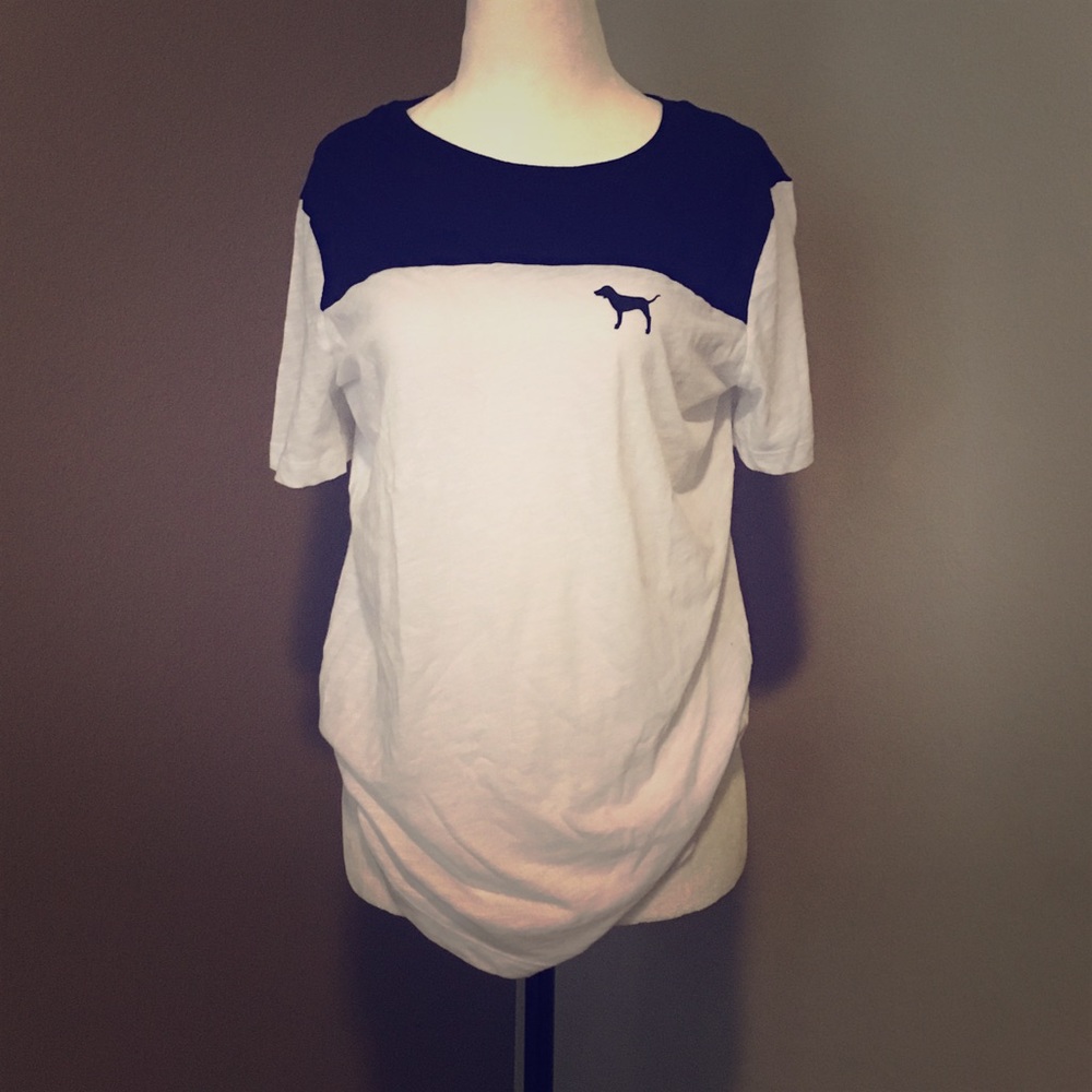 Pink Victoria's Secret Black & White Tee