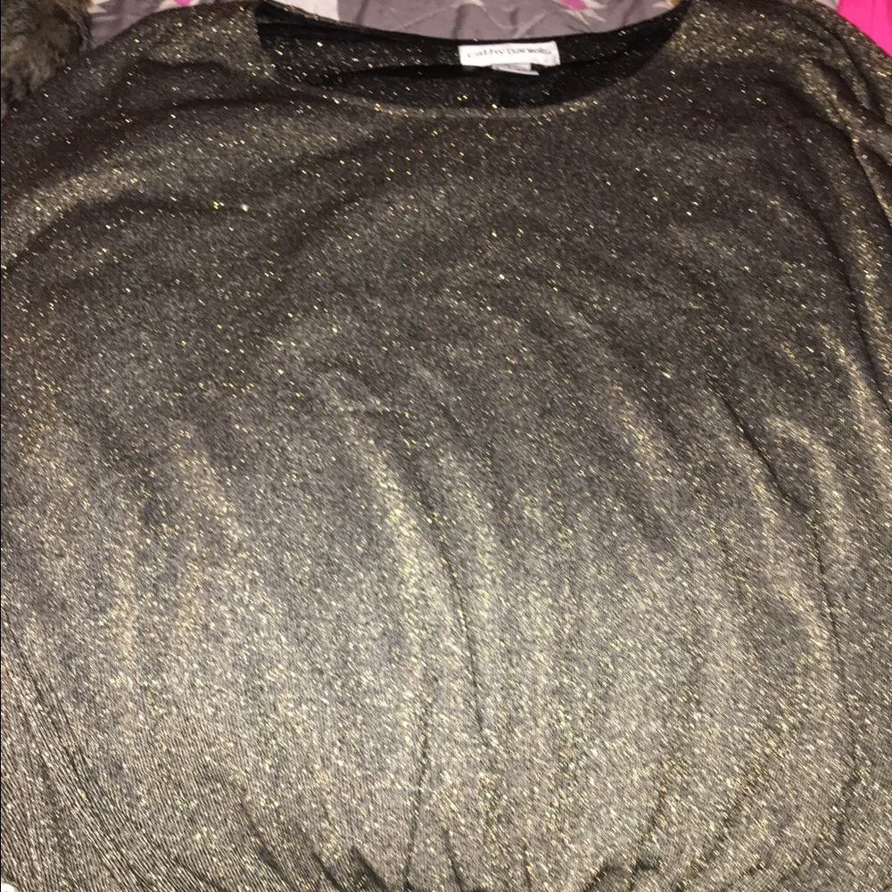 Glittered silk top with flare bottom