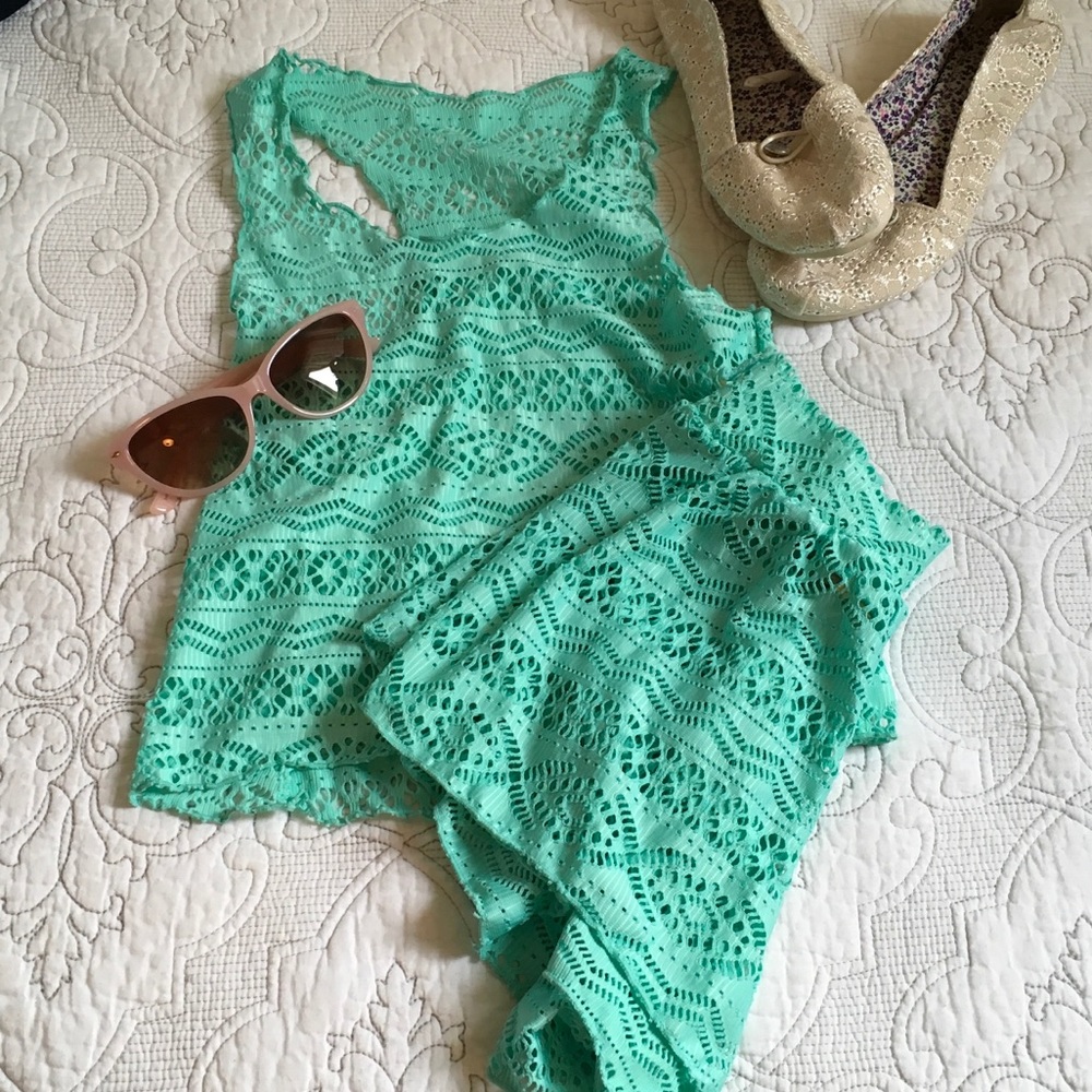 Adorable girls crochet swim cover up