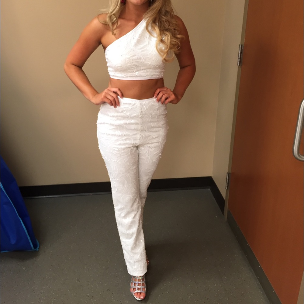 White sequin two piece