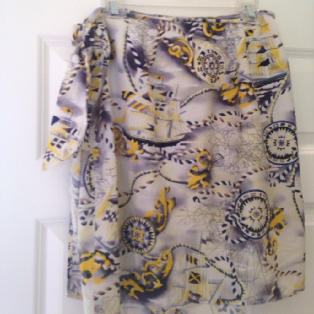 Wrap cotton skirt with  nautical motif