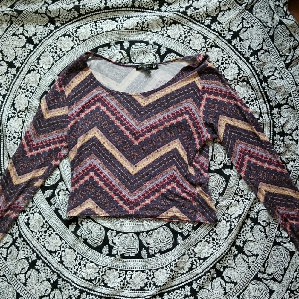 Cropped Boho Patterned Shirt