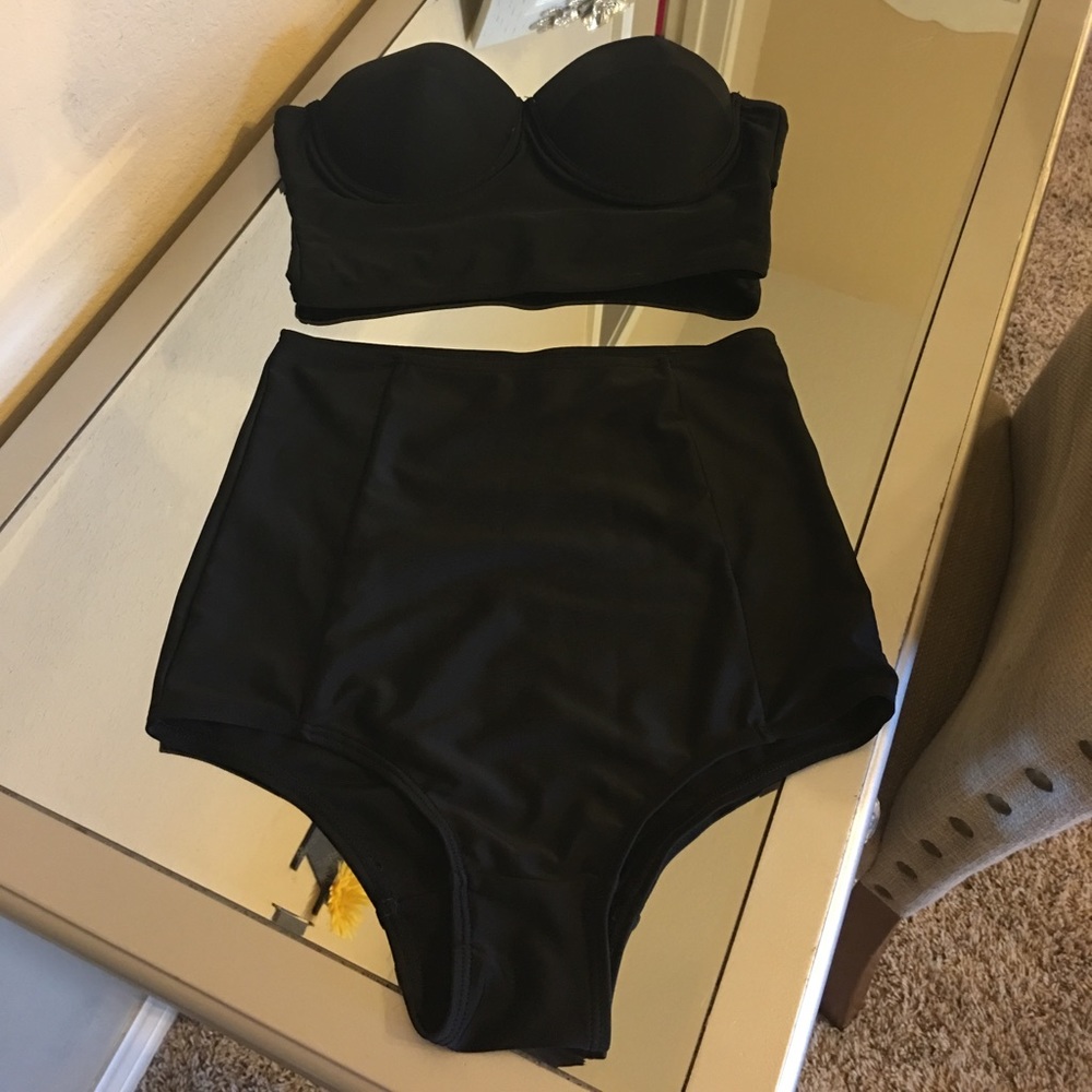 Black high waisted swimsuit