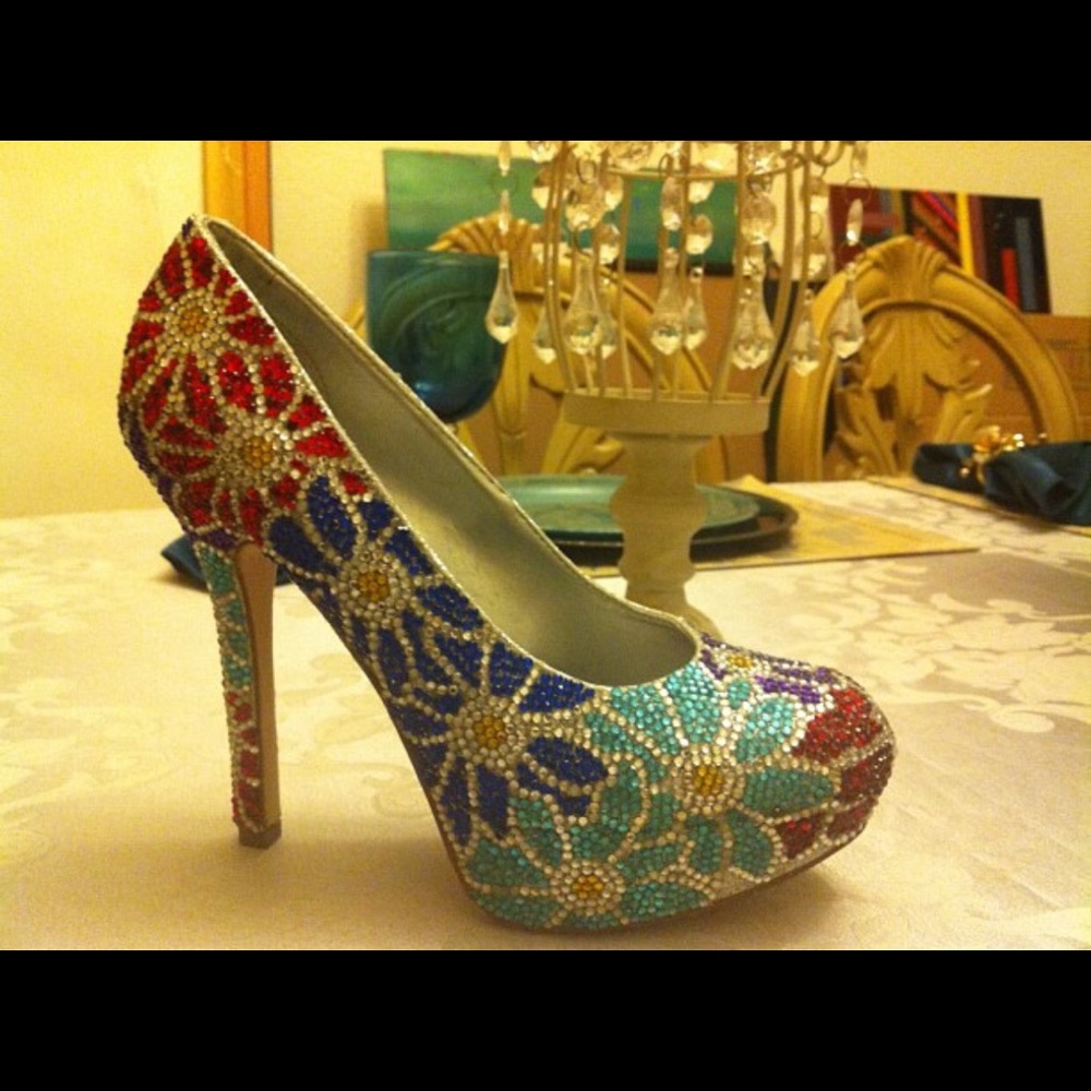 Crystal Flower Design Heel (Made to Order)