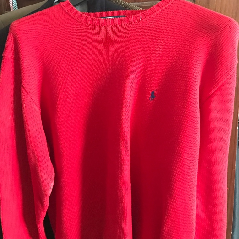 Red Polo Crewneck Sweater