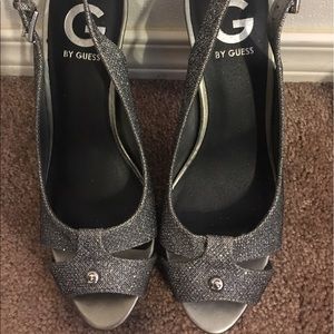 Guess sparkly peep toe high heels