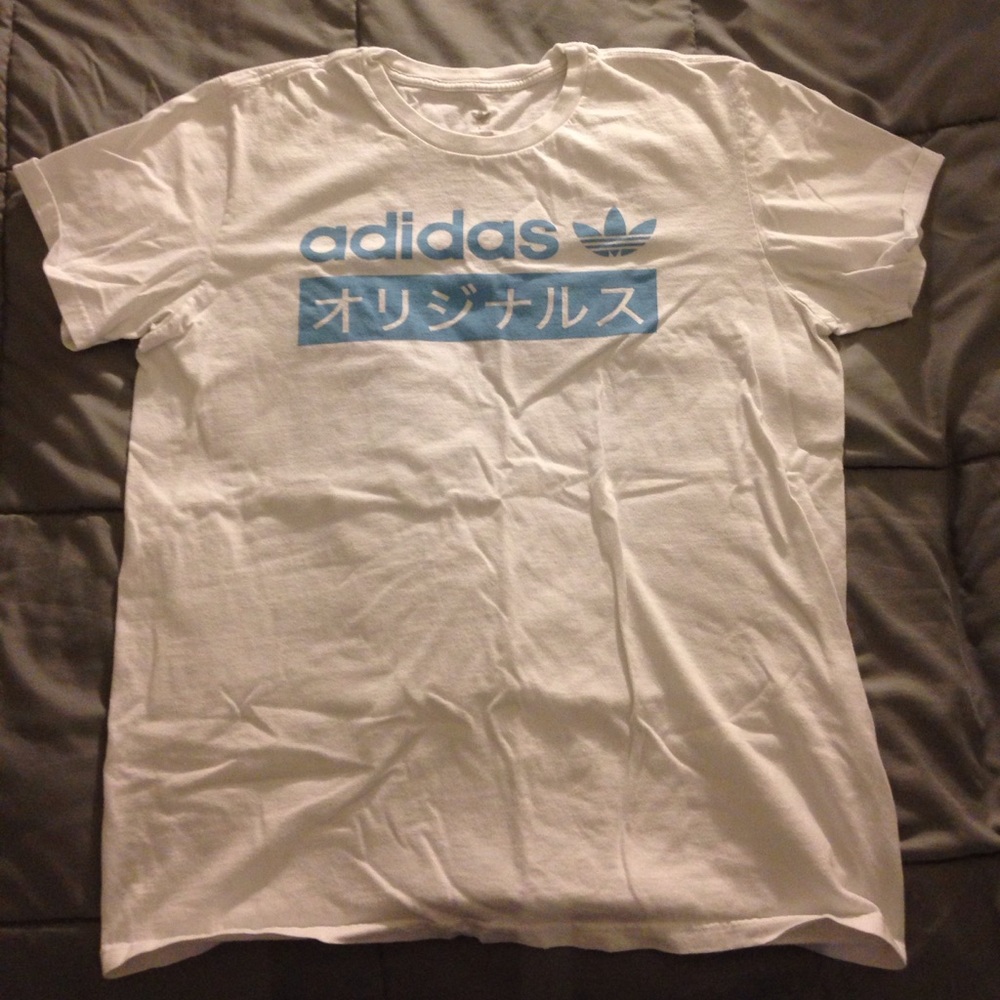 White/Baby Blue Adidas Logo Tee