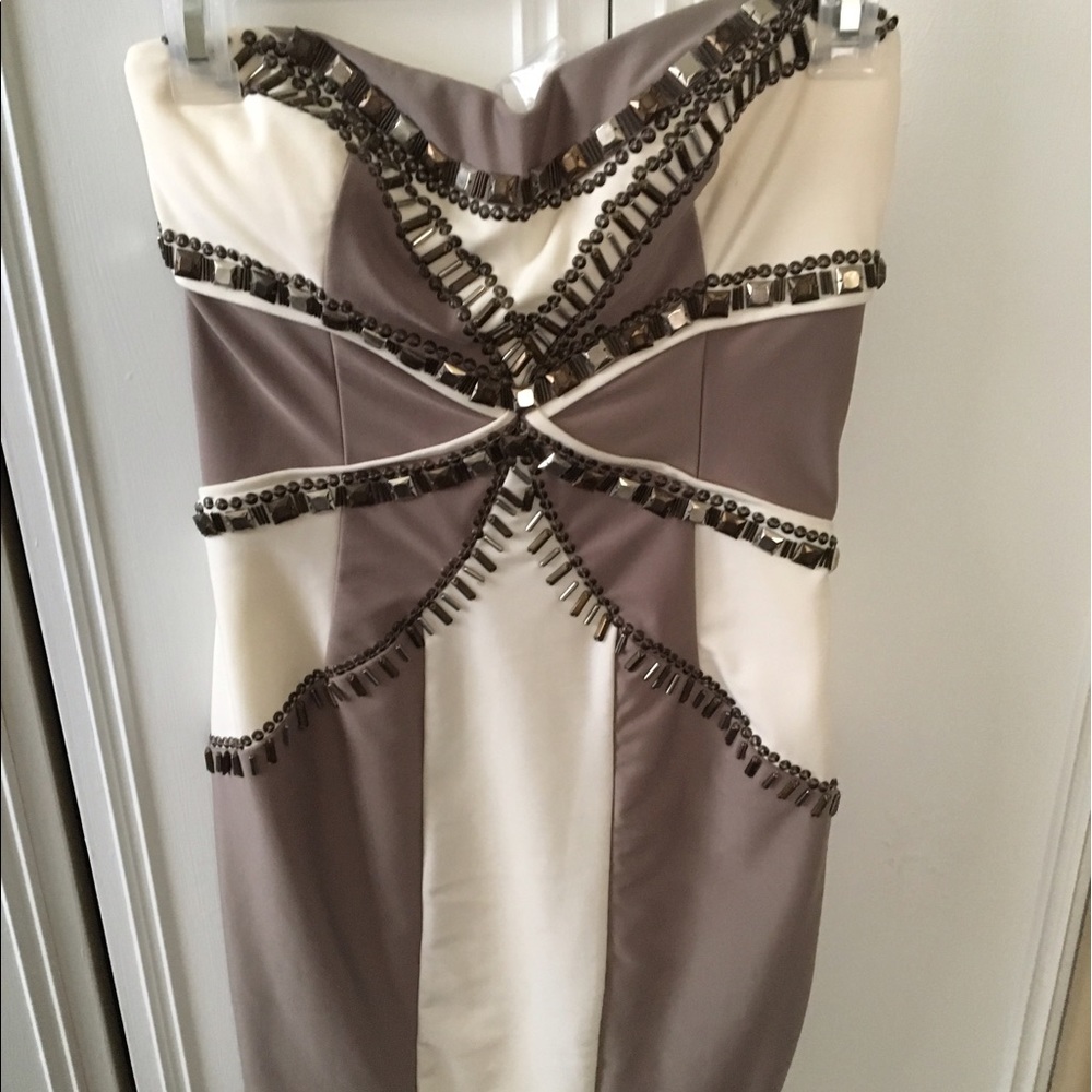 Brown and white Bebe dress