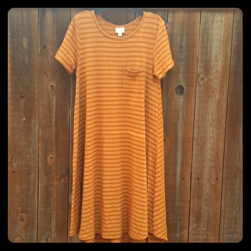 LulaRoe Carly - marigold & heathered stripes