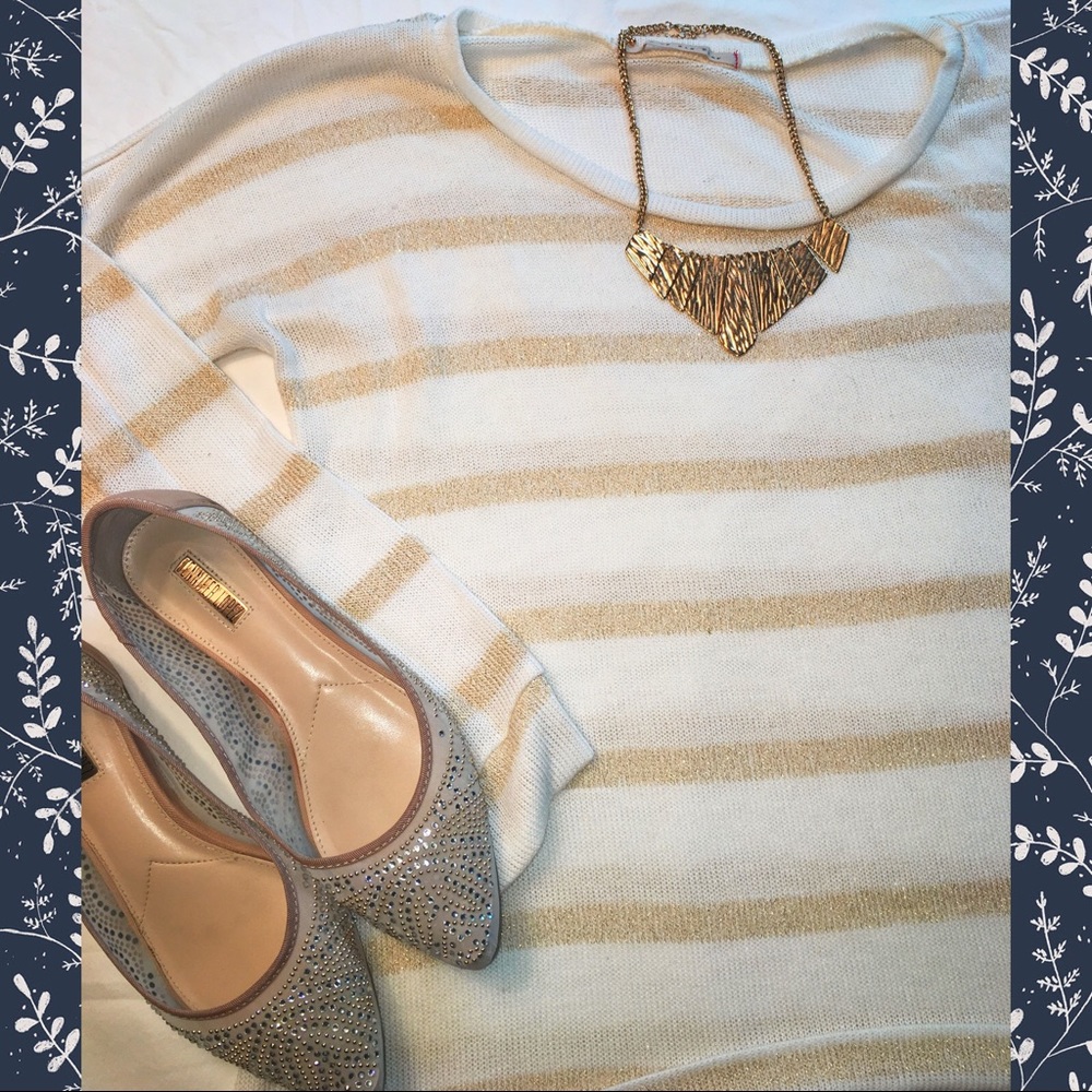 White/Gold Long Sleeve Tee