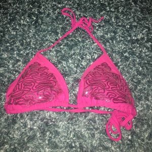 Sequined hot pink bikini top!