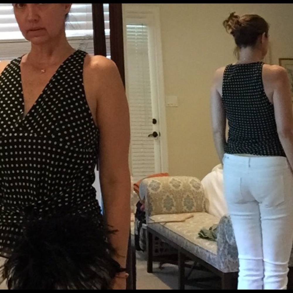 Ralph Lauren Blk Labl Polka-Dot tie blouse