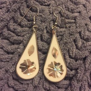 Vintage Alpaca silver abalone inlayed earrings