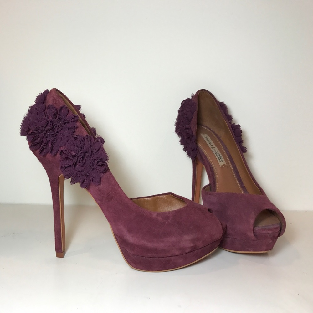 Zara floral peep toe heels