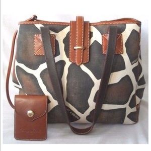 Dooney and Bourke Brown Leather Giraffe Tote
