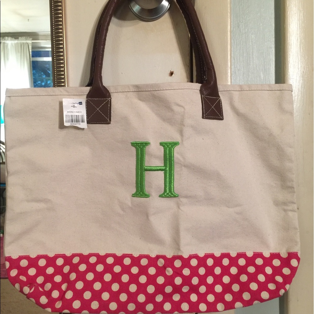 Monogrammed with the letter "H" tote/beach bag