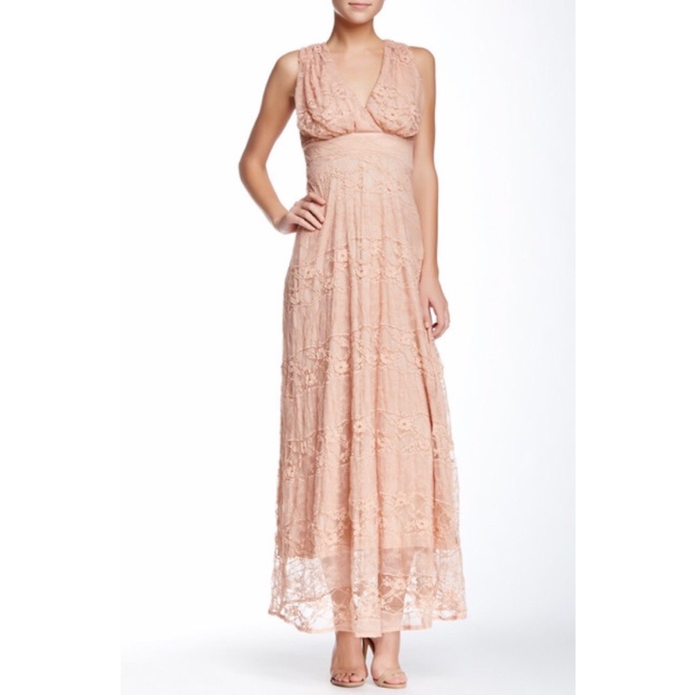 Eva Franco dusty peach maxi dress (Size 8)