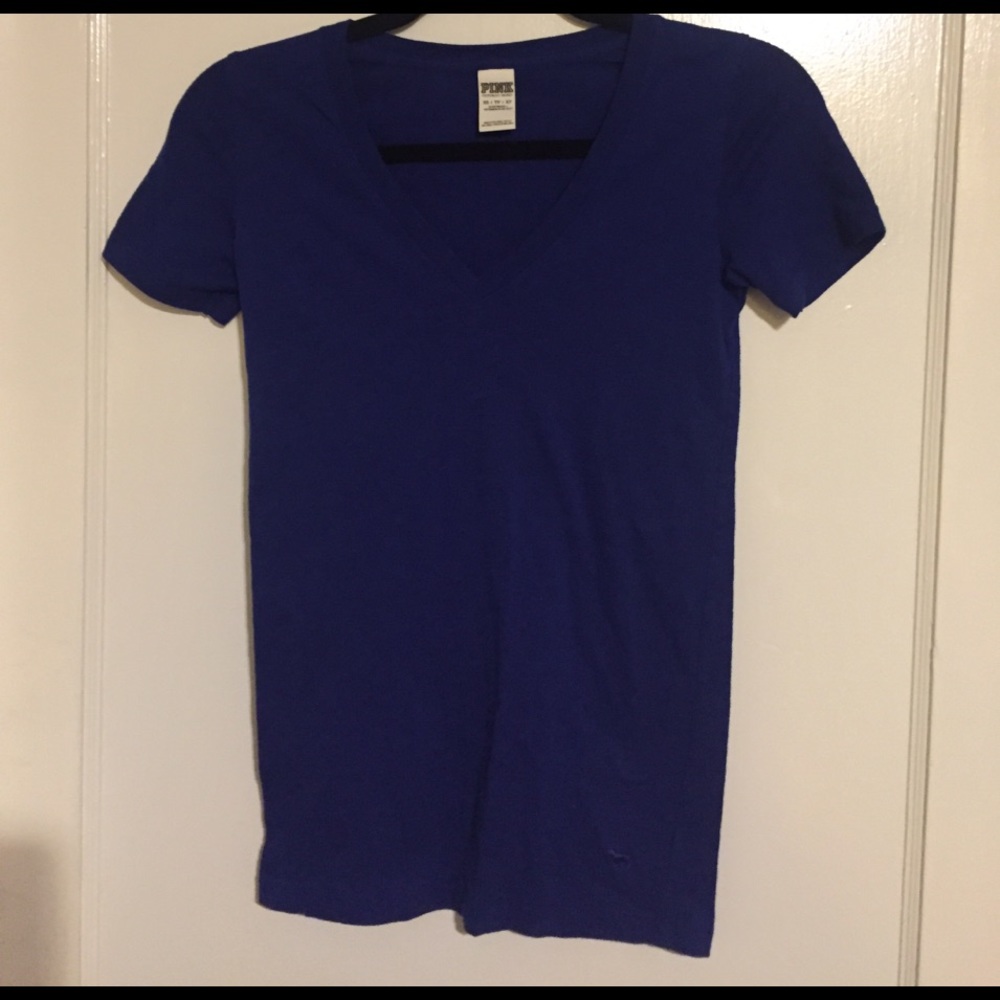 PINK Victoria's Secret blue v neck top sz XS