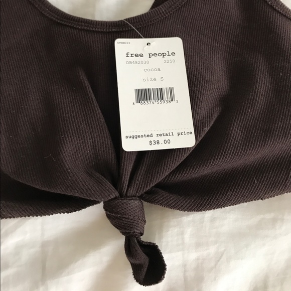 🐘Free People cocoa tie front crop bra size small - Picture 2 of 7