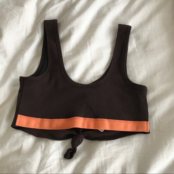 🐘Free People cocoa tie front crop bra size small - Picture 3 of 7