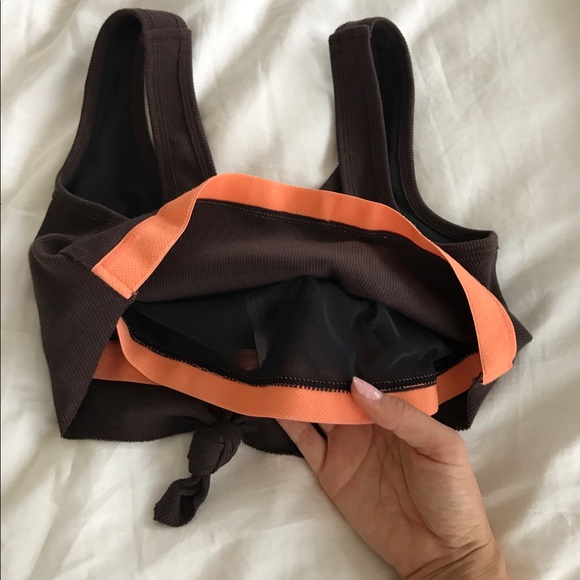 🐘Free People cocoa tie front crop bra size small - Picture 4 of 7