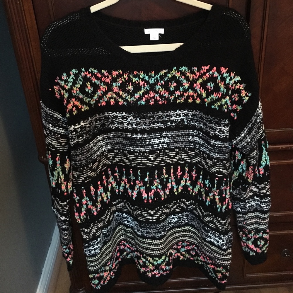 Boho Multicolor Print Sweater