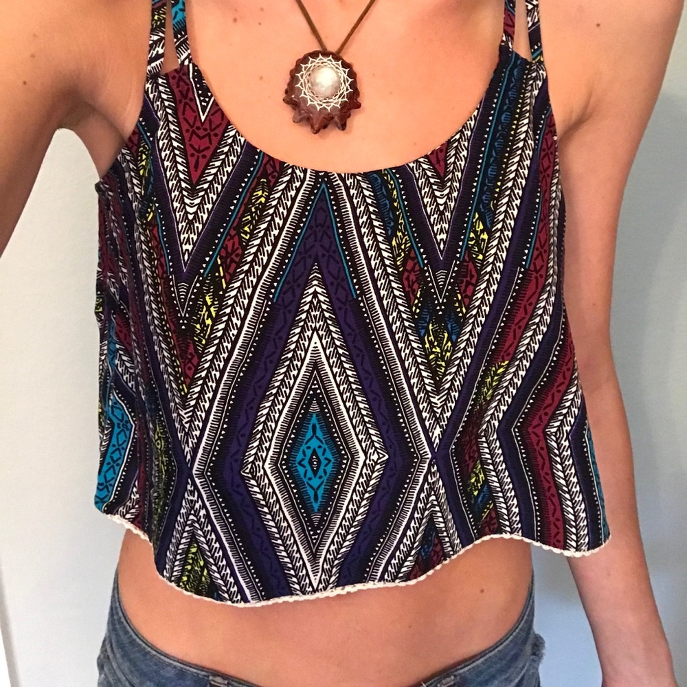 Aztec Print Crop Top