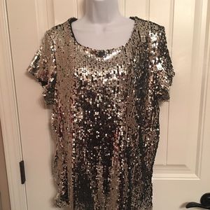 INC XL silver sequin top XL