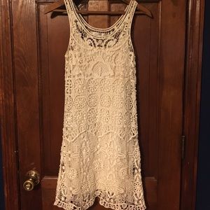 Cream Crocheted sleeveless sun dress