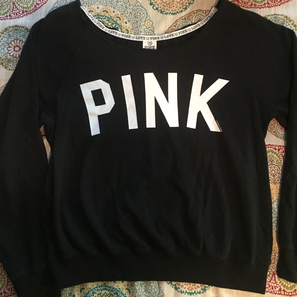 Victoria Secret Pink scoop neck black sweatshirt