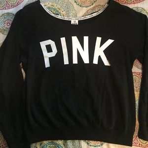 Victoria Secret Pink scoop neck black sweatshirt