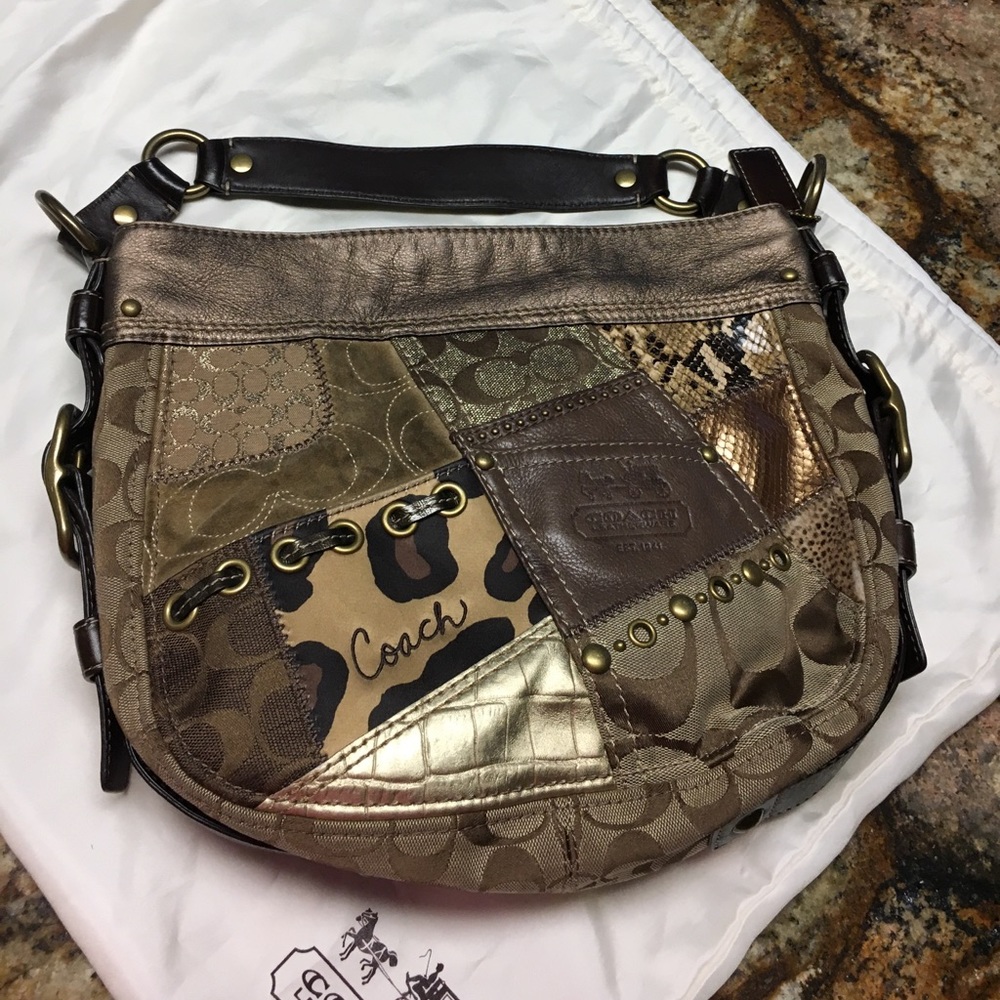 Vintage coach patchwork hobo