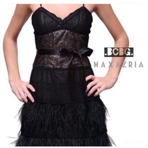 •BCBG MAXAZRIA• OSTRICH FEATHER & LACE DRESS