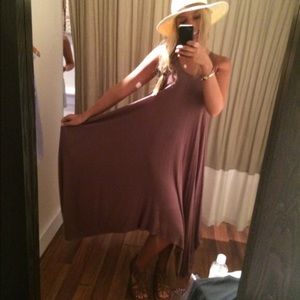 Brown angled flowy boho dress