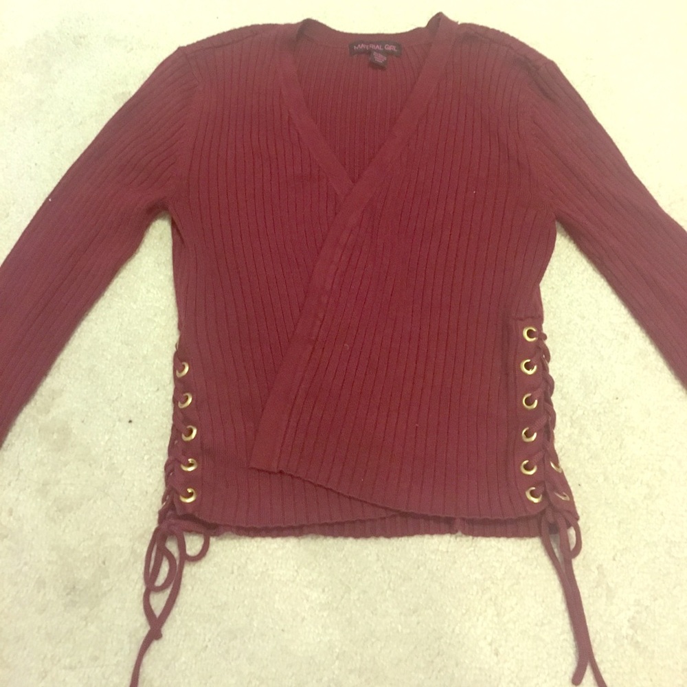 Material Girl Maroon Open Cardigan
