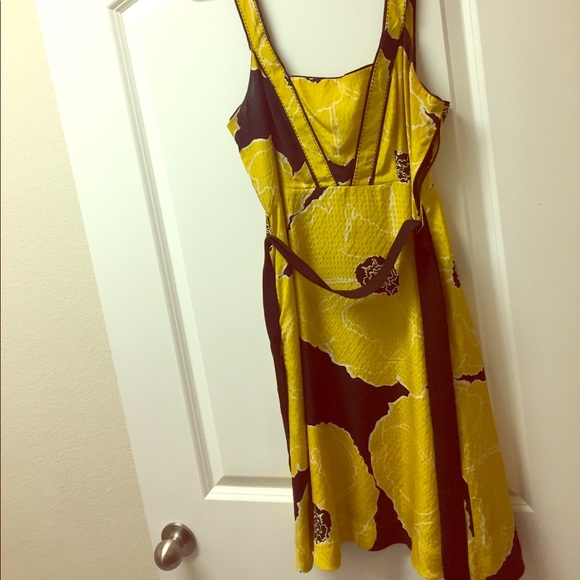 Silk Floral Anthro Dress - Picture 1 of 7