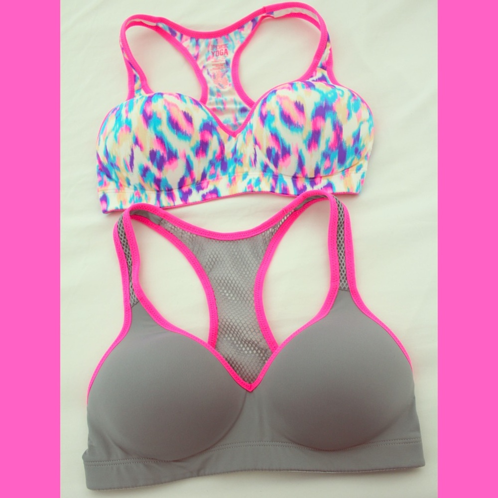 XS Pink Yoga Push up Bra Set