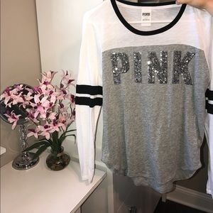 PINK Victoria secret long sleeve sequin top S