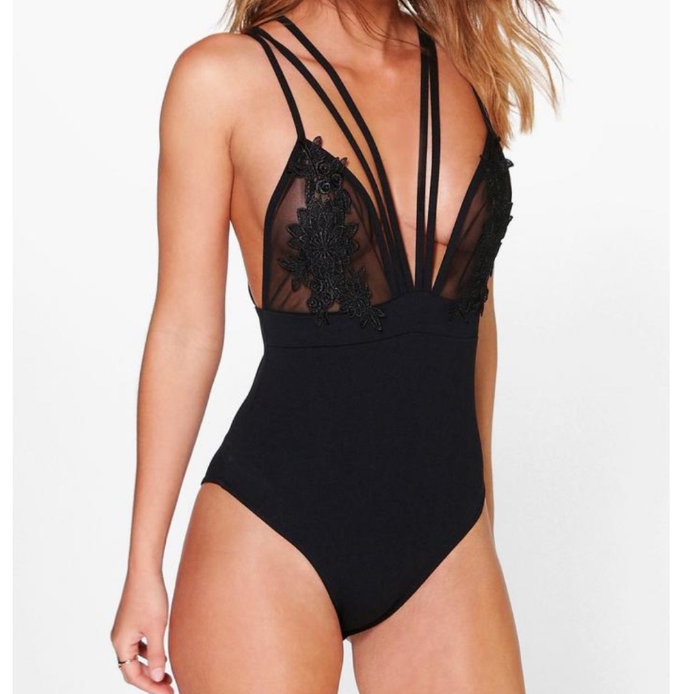 strappy mesh bodysuit
