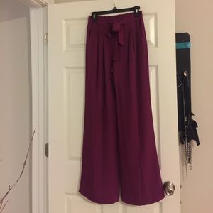 Maroon High Waisted Flowy Pants