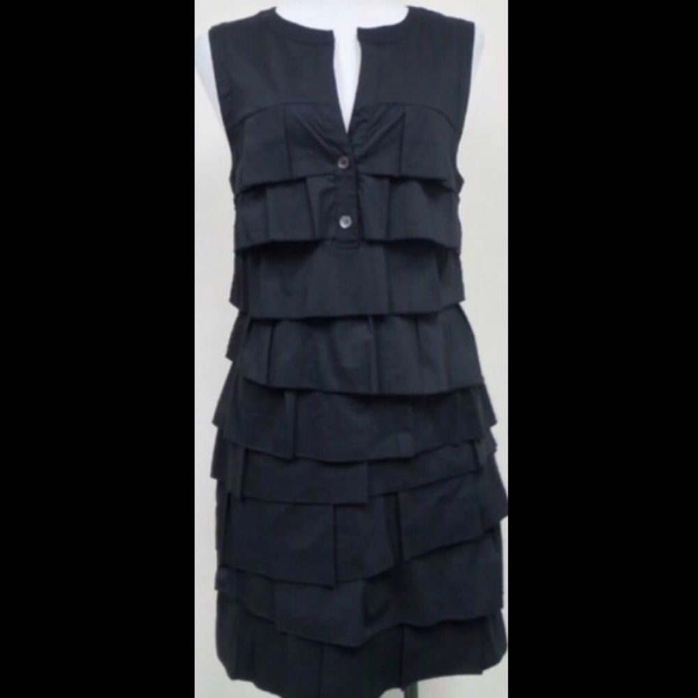 BCBGMAXAZRIA sleeveless tiered ruffle dress