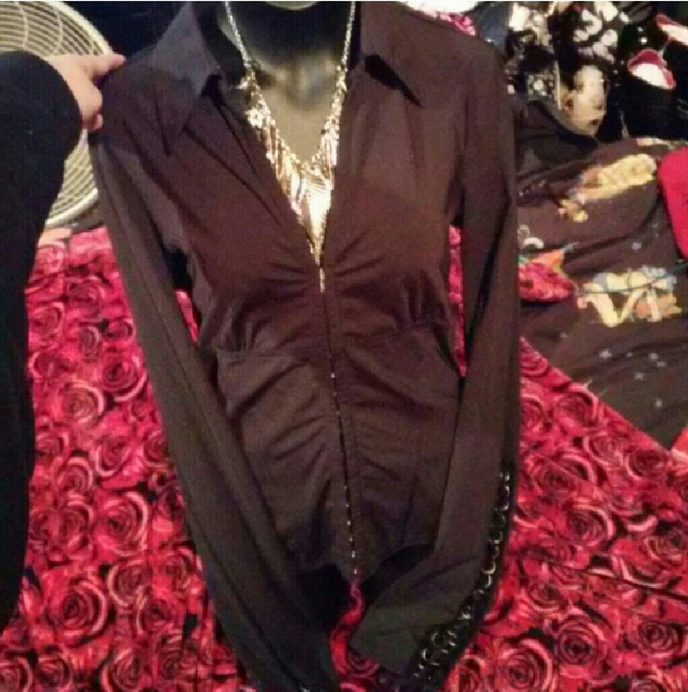 Express long sleeve corset style top