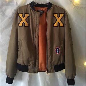 21 Men X Patch Nylon Bomber Jacket
