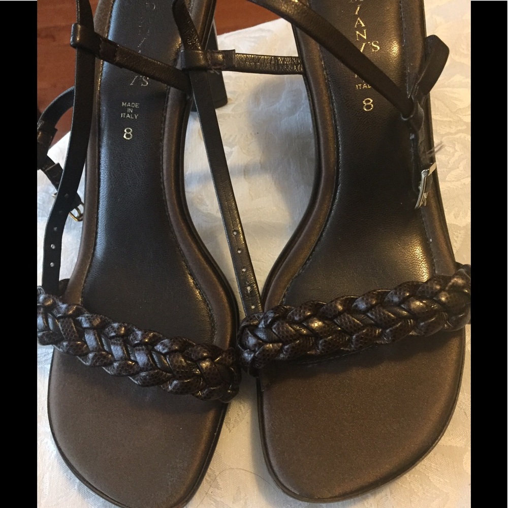 Beautiful brown high heeled sandals.