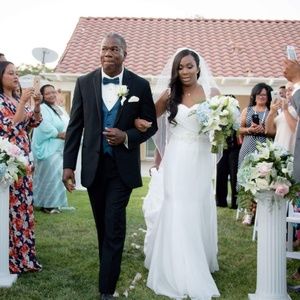 Alfred Angelo wedding gown with long train