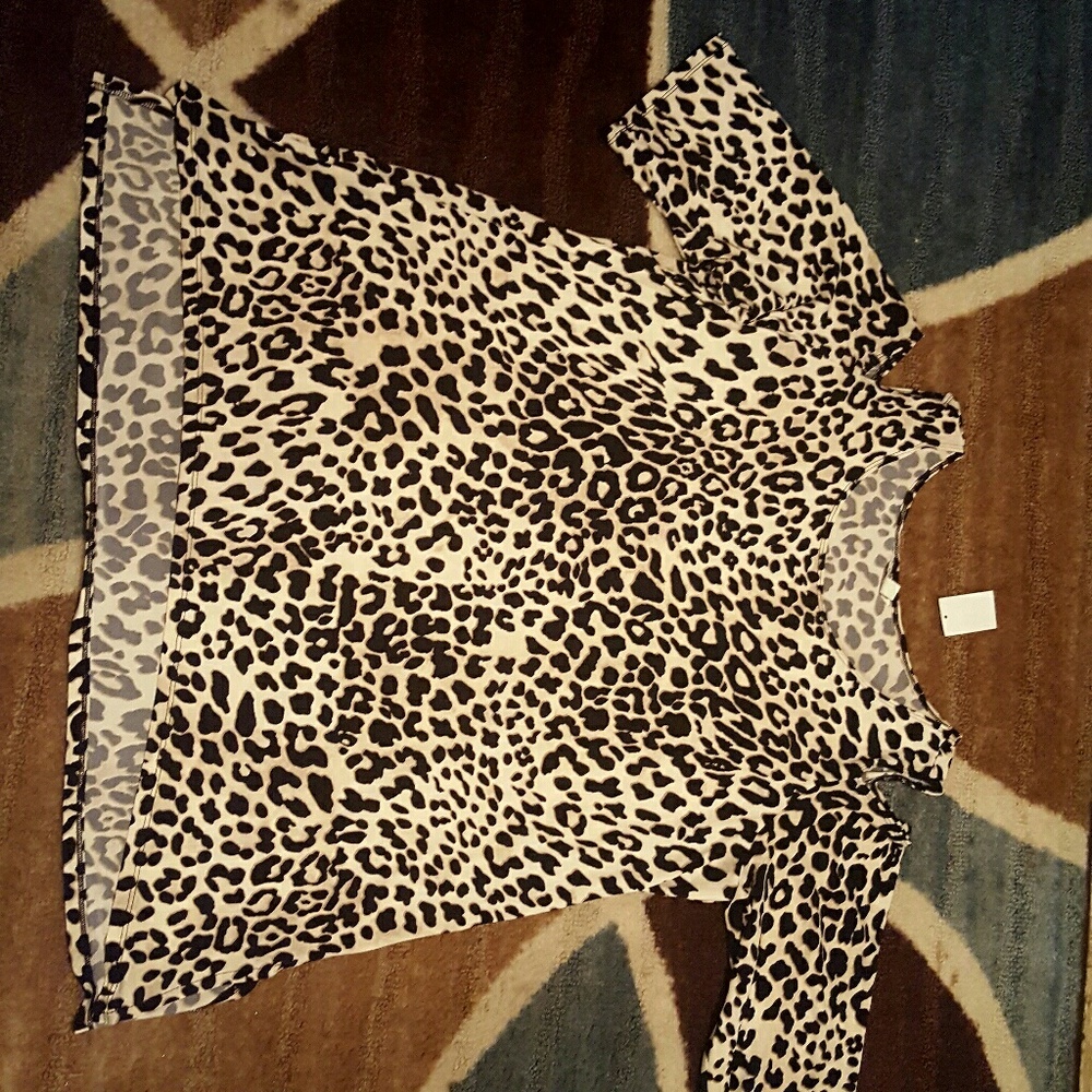Fabulous cheetah print peek boo shoulder shirt