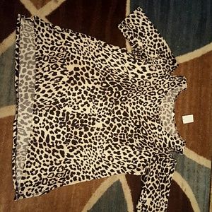 Fabulous cheetah print peek boo shoulder shirt