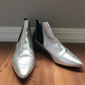 Silver metallic booties