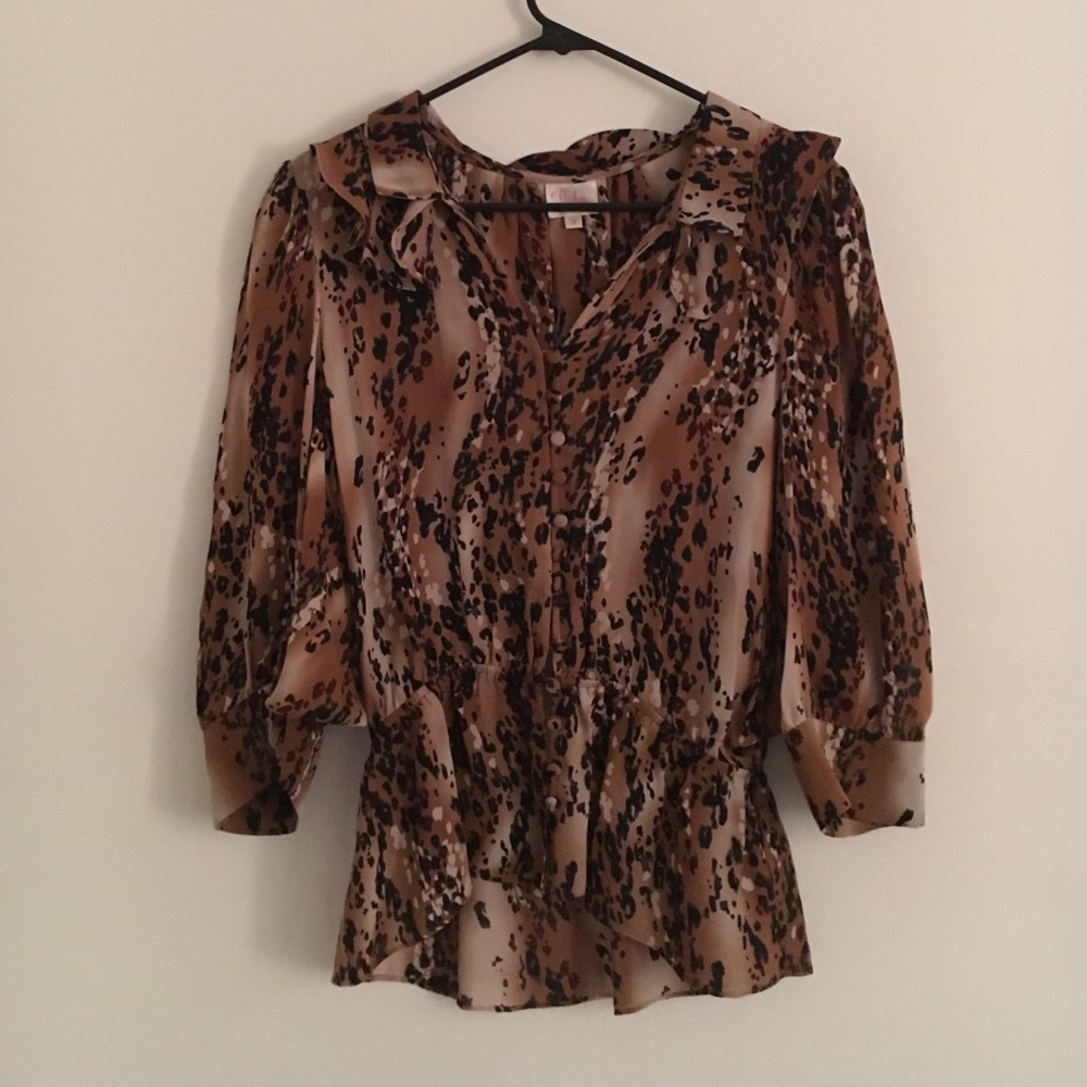 Animal Print Parker Blouse size M