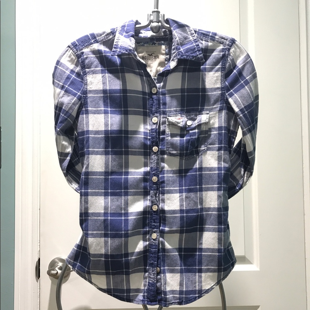 Hollister blue checkered Flannel